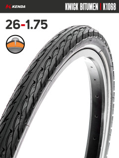 Покрышка велосипедная KENDA KWICK BITUMEN K1068 26x1,75 (44-559), антипрокольная, со светоотр. полосой