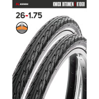 Комплект 2 шт. - Покрышка велосипедная KENDA KWICK BITUMEN K1068 26x1,75 (44-559), антипрокольная, со светоотр. полосой Комплект 2 шт. - Покрышка велосипедная KENDA KWICK BITUMEN K1068 26x1,75 (44-559), антипрокольная, со светоотр. полосой