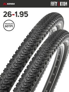 Комплект 2 шт. - Покрышка велосипедная KENDA FIFTY K1104A 26x1,95 (50-559), 60TPI