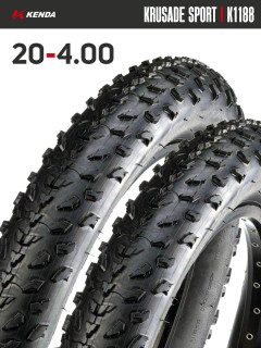 Комплект 2 шт. - Покрышка велосипедная KENDA KRUSADE SPORT K1188 20x4,00 (98-406), 60TPI