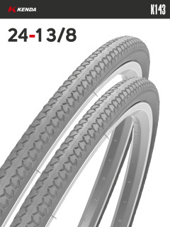 Комплект 2 шт. - Покрышка велосипедная KENDA K143 24x1 3/8 (37-540), городской протектор, серая