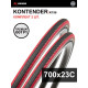 Комплект 2 шт. - Покрышка велосипедная KENDA KONTENDER K196 700x23С (23-622), 60TPI, слик протектор, черно-красная