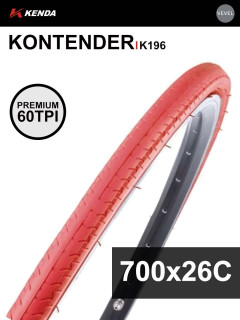 Покрышка велосипедная KENDA KONTENDER K196 700x26С (26-622), 60TPI, слик протектор, оранж.