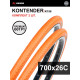 Комплект 2 шт. - Покрышка велосипедная KENDA KONTENDER K196 700x26С (26-622), 60TPI, слик протектор, оранж.