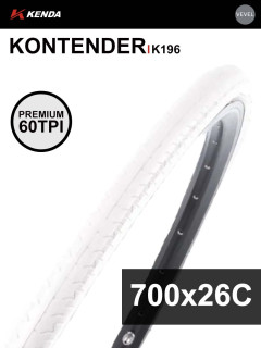 Покрышка велосипедная KENDA KONTENDER K196 700x26С (26-622), 60TPI, слик протектор, белая