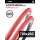 Комплект 2 шт. - Покрышка велосипедная KENDA KONTENDER K196 700x26С (26-622), 60TPI, слик протектор, красная