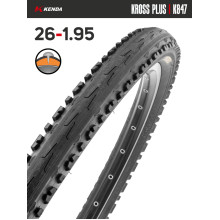 Покрышка велосипедная KENDA KROSS PLUS K847 26x1,95 (50-559), антипрокольная Покрышка велосипедная KENDA KROSS PLUS K847 26x1,95 (50-559), антипрокольная
