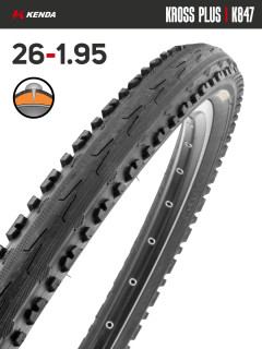 Покрышка велосипедная KENDA KROSS PLUS K847 26x1,95 (50-559), антипрокольная