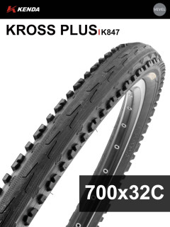 Покрышка велосипедная KENDA KROSS PLUS K847 700x32С (32-622), полуслик протектор