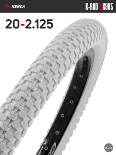 Покрышка велосипедная KENDA K-RAD K905 20x2,125 (54-406), белая