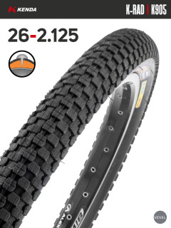 Покрышка велосипедная KENDA K-RAD K905 26x2,125 (56-559), антипрокольная