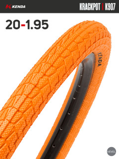 Покрышка велосипедная KENDA KRACKPOT K907 20x1,95 (50-406), оранжевая