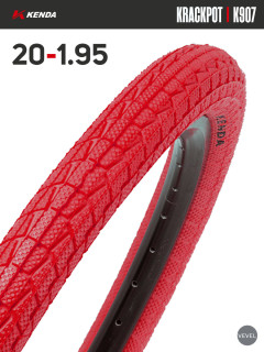 Покрышка велосипедная KENDA KRACKPOT K907 20x1,95 (50-406), красная
