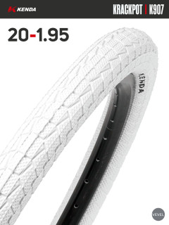 Покрышка велосипедная KENDA KRACKPOT K907 20x1,95 (50-406), белая