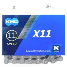 Цепь KMC Х-11R, 11 передач, 114 звеньев, с замком, серая Цепь KMC Х-11R, 11 передач, 114 звеньев, с замком, серая