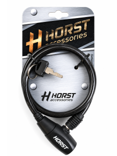 Замок велосипедный HORST тросовый, 8х650мм, автоматический, черный