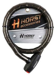 Замок велосипедный HORST тросовый, 18х1000мм, автоматический, черный
