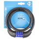 Замок велосипедный M-WAVE DS 12.10 S тросовый, 12х1000мм, черный