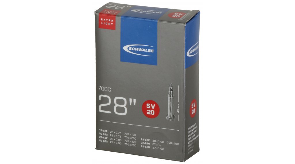 Камера велосипедная SCHWALBE SV20 EXTRA LIGHT 28", спорт. ниппель 40мм