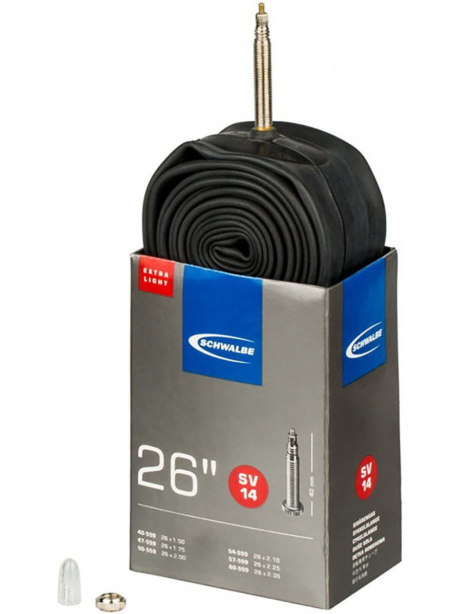 Камера велосипедная SCHWALBE SV14 EXTRA LIGHT 26", спорт. ниппель 40мм