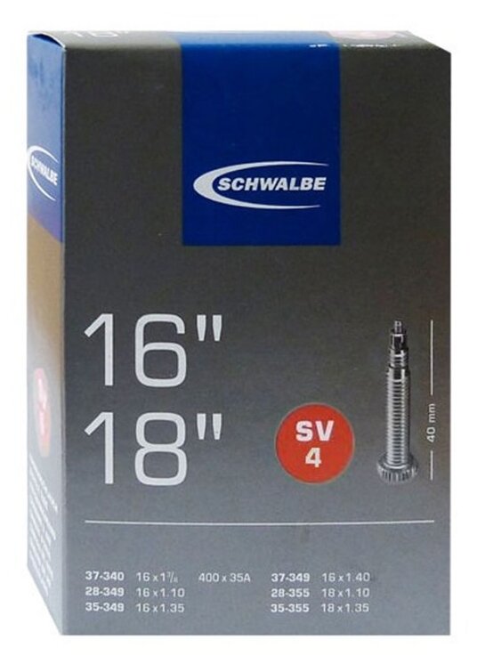 Камера велосипедная SCHWALBE SV4 16-18", спорт. ниппель 40мм