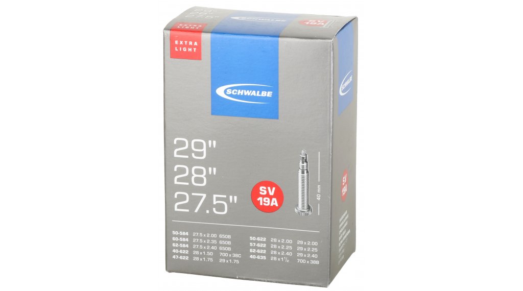 Камера велосипедная SCHWALBE SV19A EXTRA LIGHT 27,5"-29", спорт. ниппель 40мм