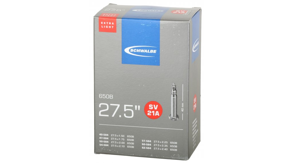 Камера велосипедная SCHWALBE SV21A EXTRA LIGHT 27,5", спорт. ниппель 40мм