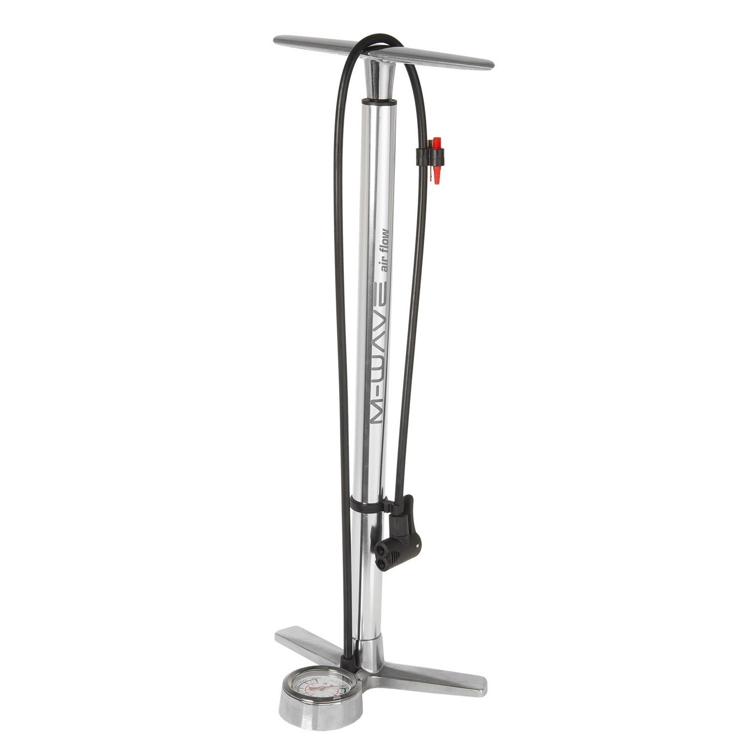 Насос велосипедный M-WAVE AIR FLOW напольный, алюминий, универс. головка, до 145PSI, с манометром