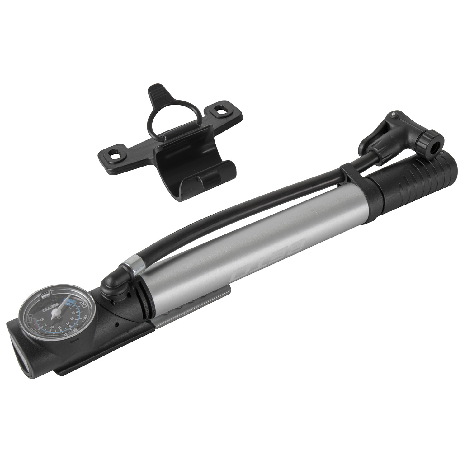 Насос велосипедный BETO 2IN1 ручной, алюминий, реверс. головка, до 120PSI