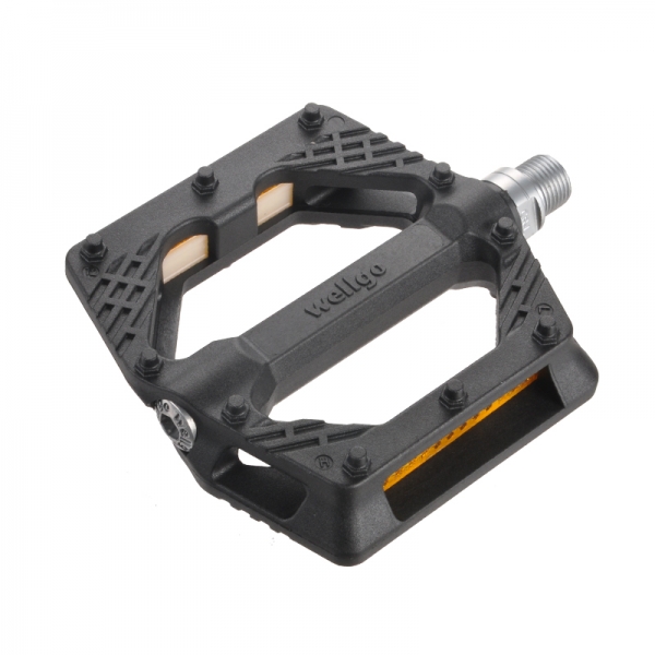 Педали нейлон BMX/Downhill Black B223N широкие ось Cr-Mo черные WELLGO
