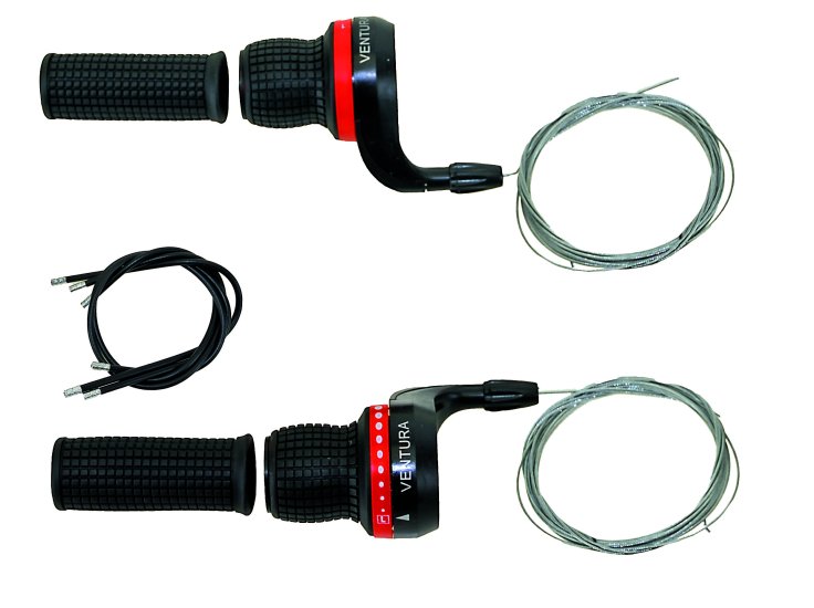 Комплект переключателей VENTURA грипшифтовых, 3х6 передач, с ручками, тросами и рубашки в комплекте