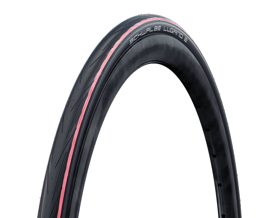 Покрышка велосипедная SCHWALBE LUGANO II 700x25C (25-622), 50EPI, слик протектор, антипрокол., черно-красная