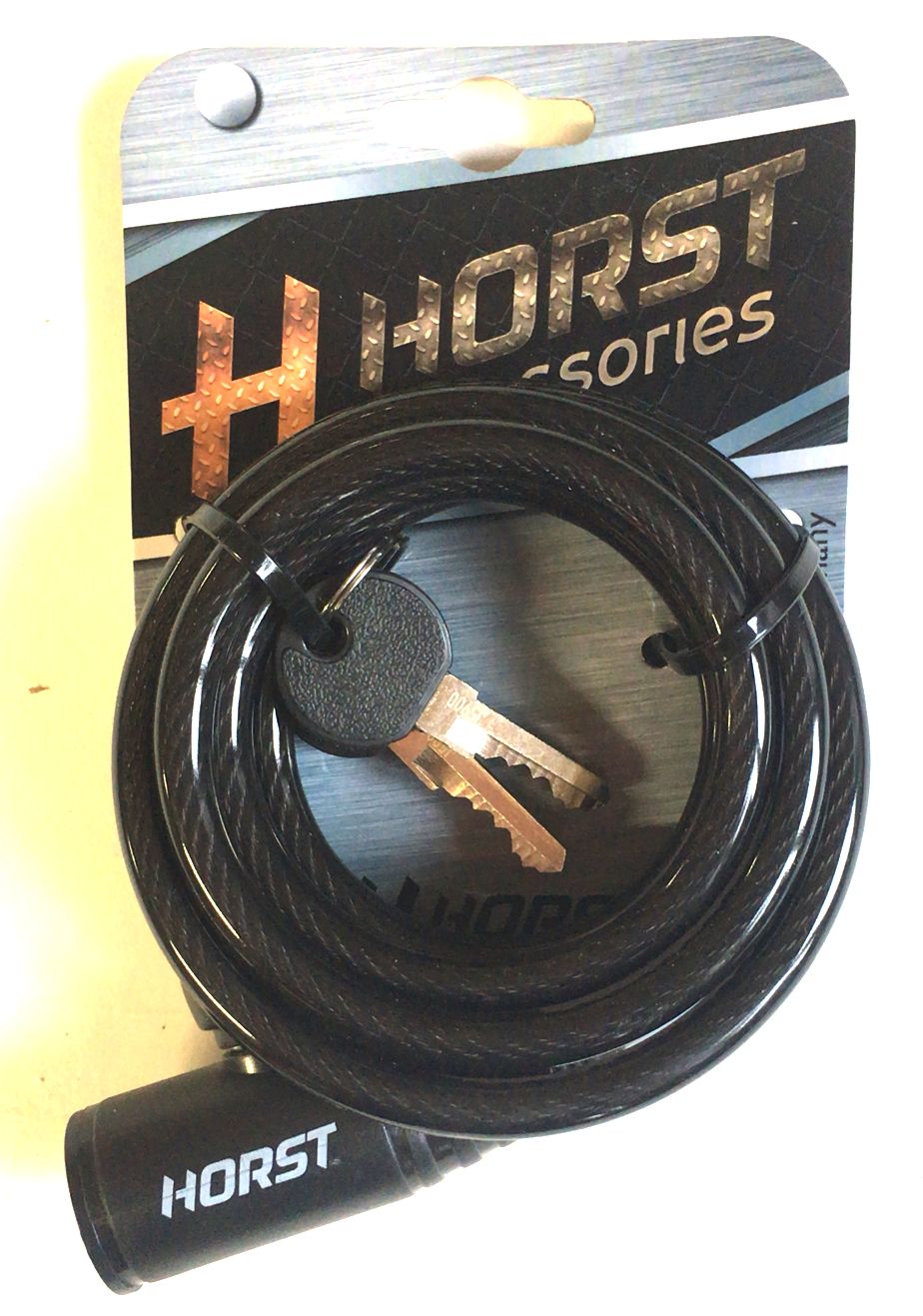 Замок 09-100135 вело 8х1800мм автом. на ключе с защитой черный HORST