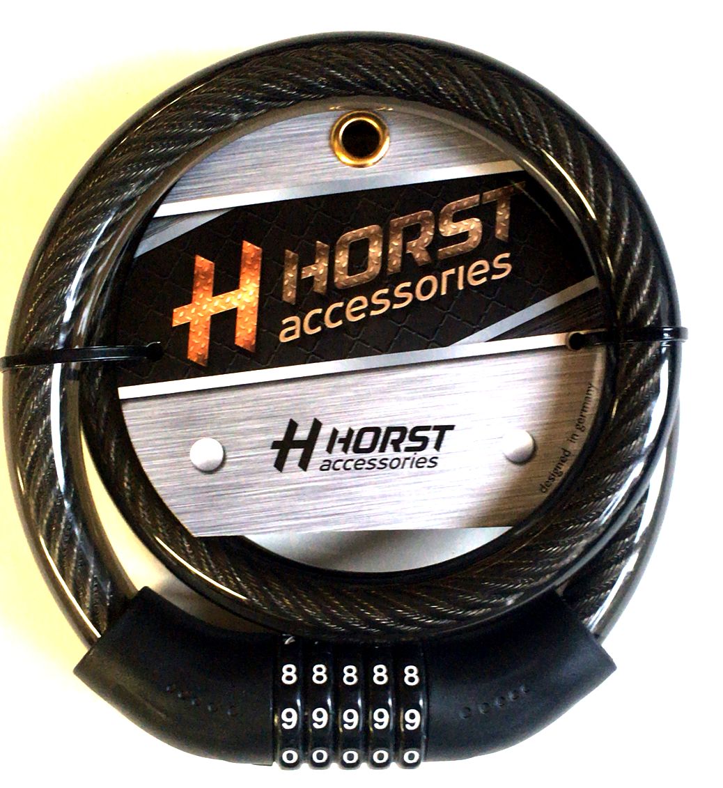 Замок велосипедный HORST тросовый, 20х1000мм